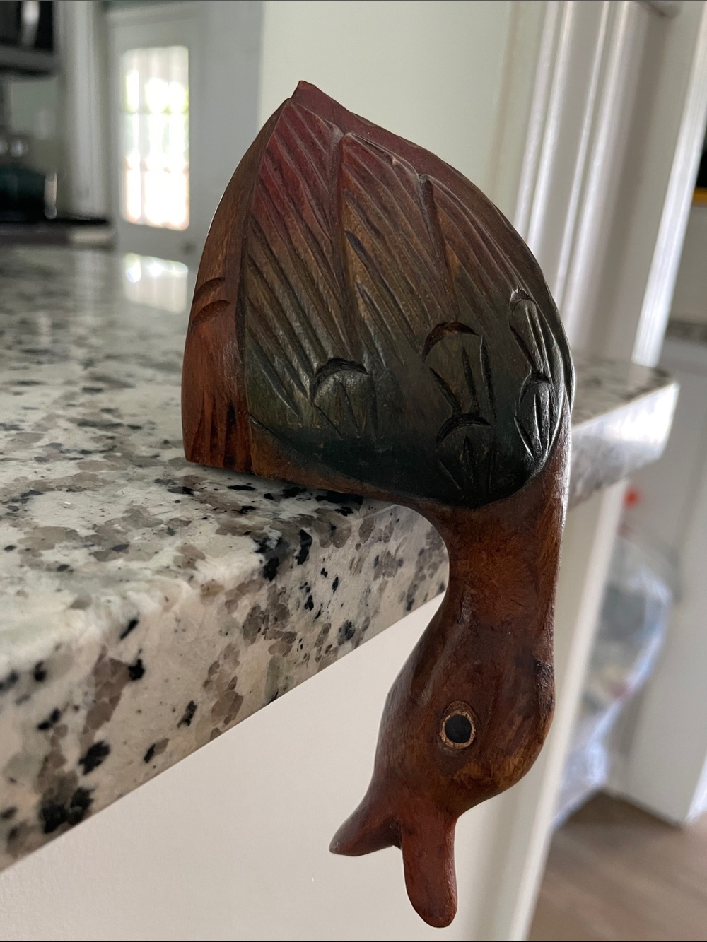 VTG Wooden Mallard Duck Diving Overhang Shelf Sitter Decoy Hand Carved Painted